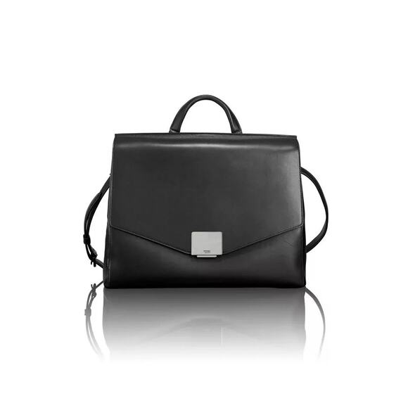 TUMI Mariella Collection Thalia Satchel In Black Calf Leather - Picture 1 of 13